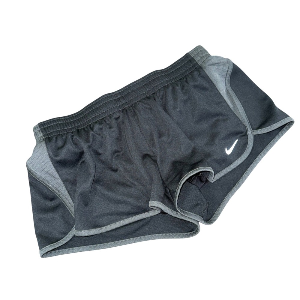 Nike DRI-FIT Womens Medium Pre-Owned Black/Gray Tempo Running Brief Lined Shorts